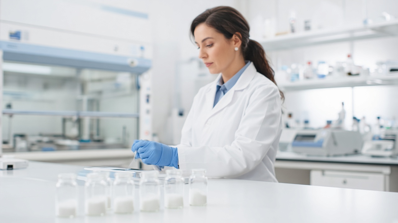 Scientist working at a laboratory bench